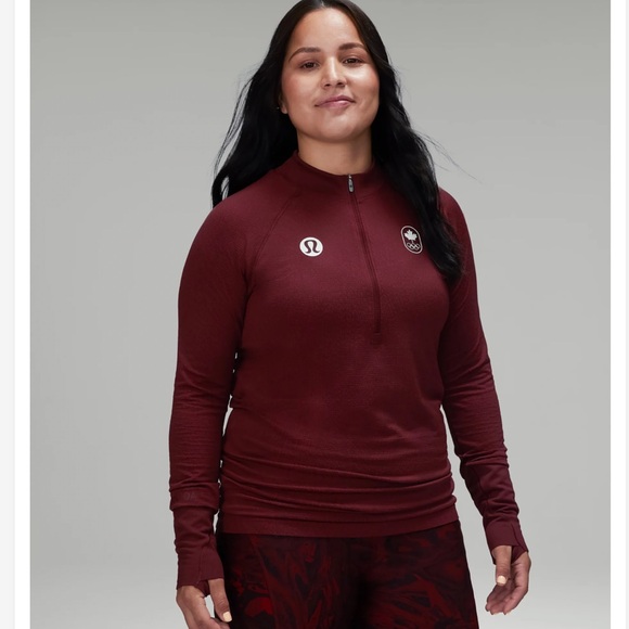 Team Canada Swiftly Tech Half-zip 2.0 Coc Logo In Deep Red Size 4 - Picture 3 of 11